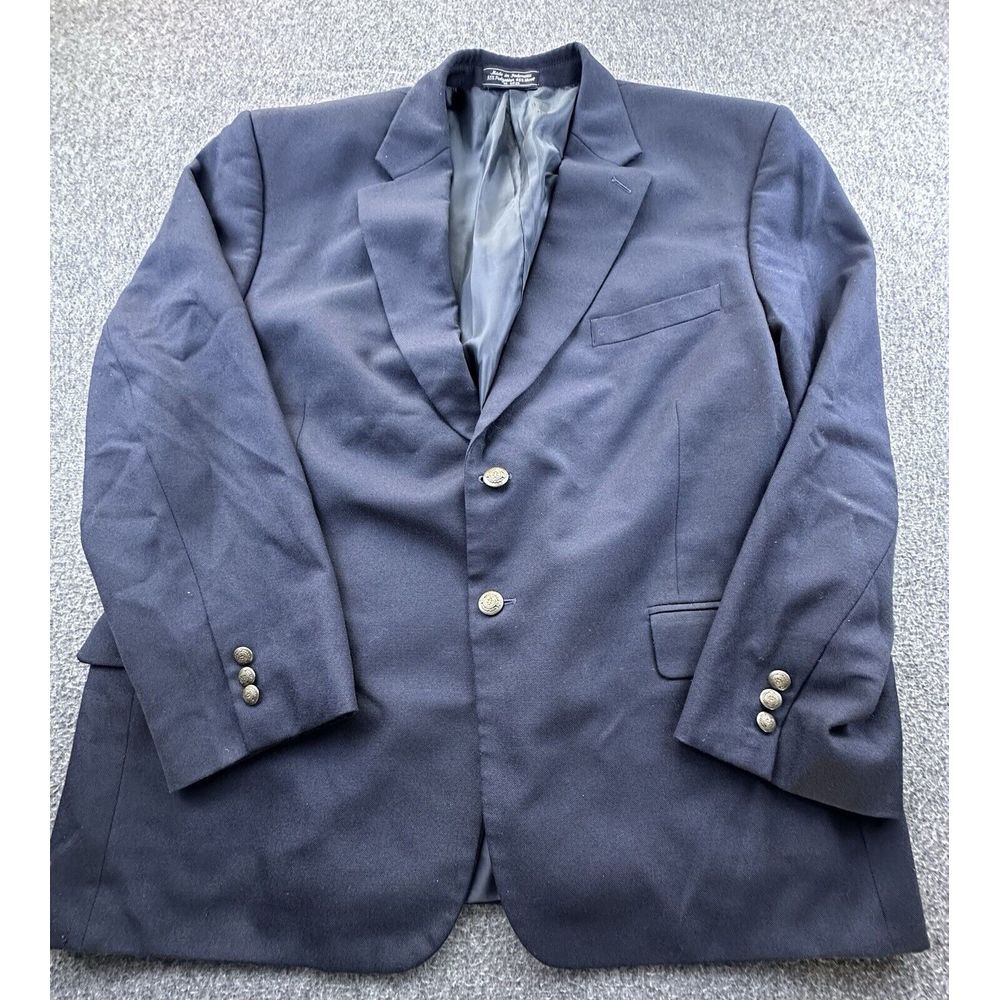 Vintage Meeting Street Blazer Mens‎ 46S Blue Wool Pockets Suit Jacket Sport Coat